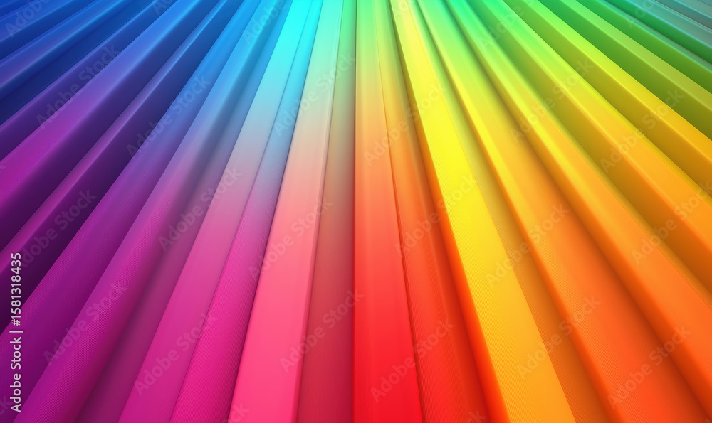 Poster vibrant rainbow gradient with textured lines creating a dynamic visual effect.