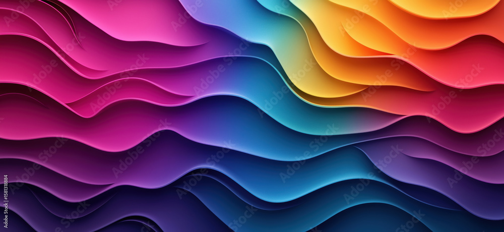 Aufkleber colorful abstract waves design with smooth gradients and flowing shapes.