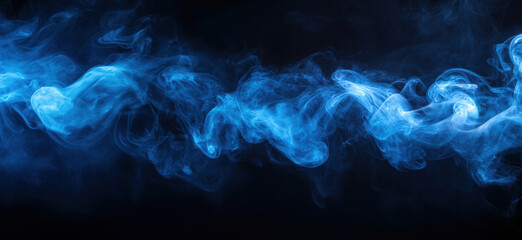 Fototapeta premium Blue smoke abstract background with flowing patterns and textures for creative designs.