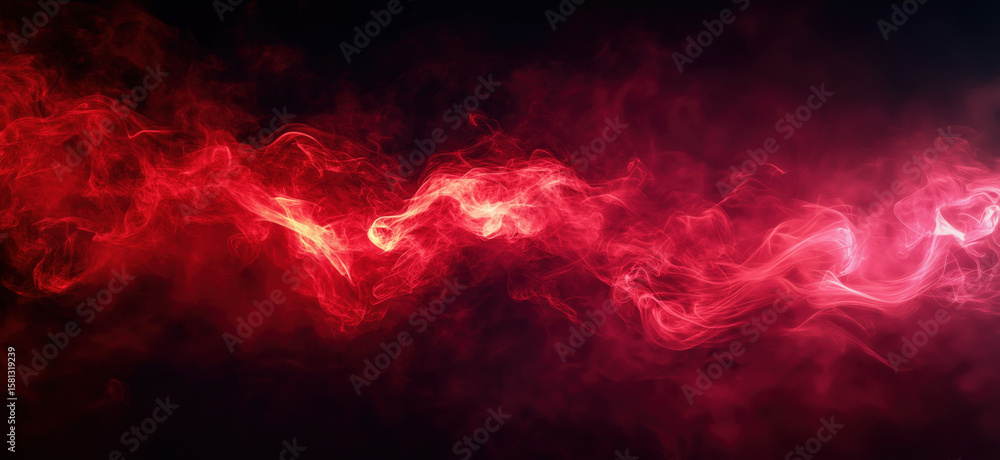 Poster red smoke abstract background with flowing patterns and ethereal textures.