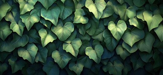 Fototapeta premium Vibrant Green Ivy Leaves Creating Lush Natural Background Texture.