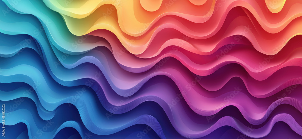 Poster colorful abstract wave pattern design with smooth gradients and flowing lines.