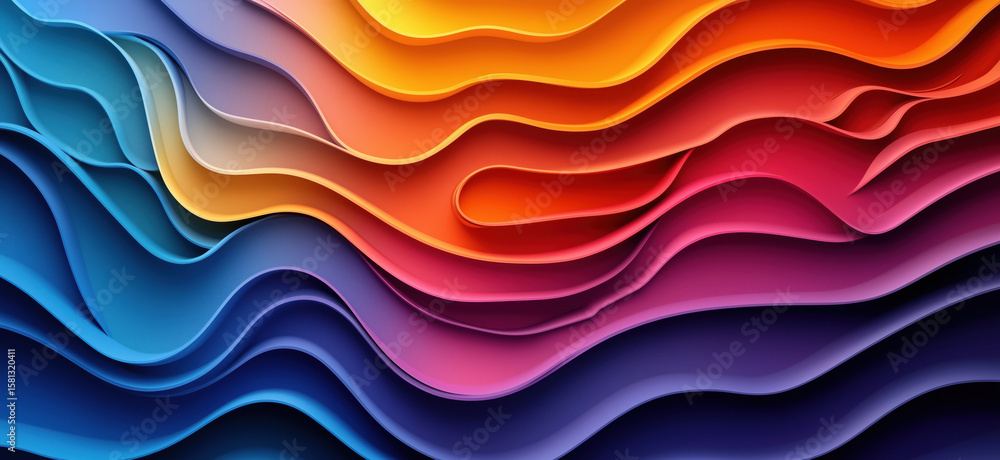 Poster colorful abstract waves design with smooth gradients and layered textures.