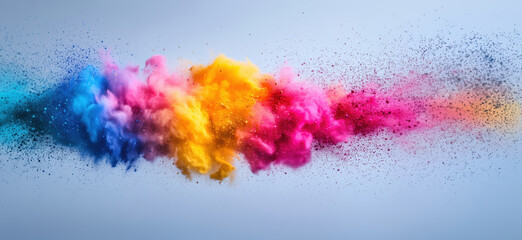 Fototapeta premium Colorful explosion of powder creating vibrant abstract art in various hues.