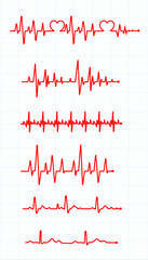 Human pulse in red on a sheet of squared paper