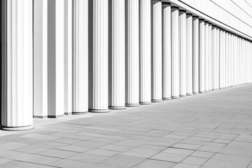 Obraz premium Row of White Columns Along Paved Walkway Architectural Detail
