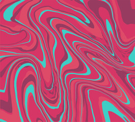 Fluid inky hand drawn colorful background. Liquid wavy texture vector illustration. Marble effect design. Psychedelic groovy surface drawing.