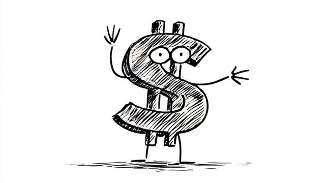 Waving Dollar Sign Character Money Animation