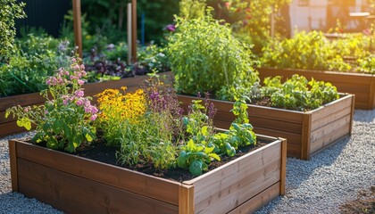 Modern Plastic Raised Garden Beds For Organic Herbs, Spices, Vegetables, And Flowers In An Urban Community Garden Setting. Organic Gardening At Its Finest.