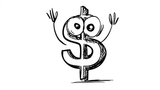 Cheerful Dollar Sign Character Waving Animation