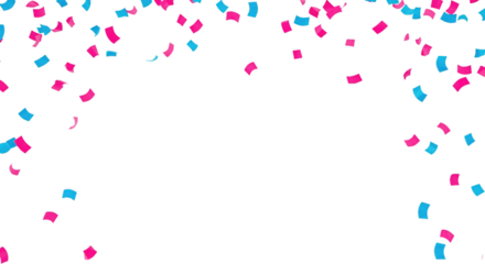 Pink and blue confetti rain on transparent background PNG - festive decor cut-out