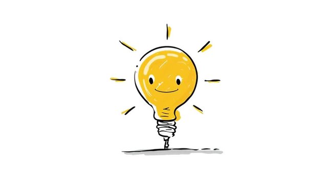 Happy Light Bulb Idea Concept Animation