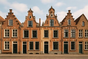 Fototapeta premium Traditional European Brick Houses in Urban Street