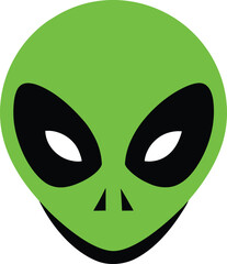 Green Alien Head Illustration Vector Graphic Design Element