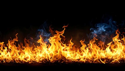 Fototapeta premium Fiery flames against a black background