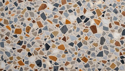 Modern terrazzo pattern with irregularly shaped chips in earthy tones