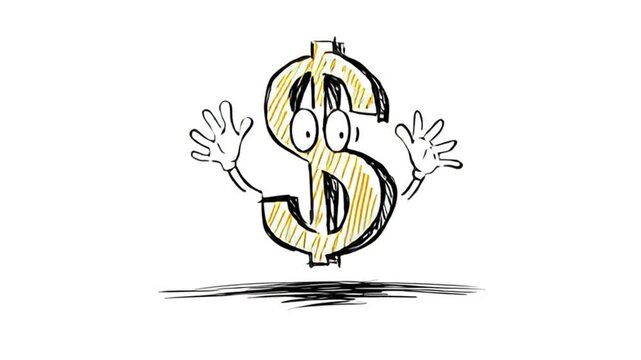 Expressive Gold Dollar Sign Character Animation