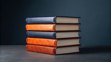 stack of old books on black background