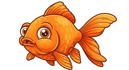 Whimsical Orange Goldfish Cartoon Illustration with Detailed Fins and Facial Expression