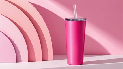 pink plastic bottle with water drops