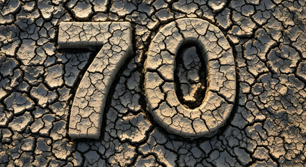 Seventy Years Anniversary Made From Soil Cracks Representing Drought Conditions