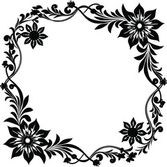 Abstract Floral Chain Pattern Corner Silhouette