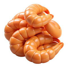 Pile of cooked shrimp isolated on transparent background