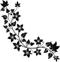Angular Vine With Soft Petals Corner Silhouette