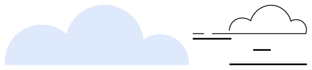 Cloud illustration in solid blue and simple black outline, symbolizing flexibility, connectivity, and innovation. Ideal for weather, technology, data, environment, software forecasting simple