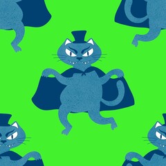 Halloween animals seamless cats pattern for wrapping paper