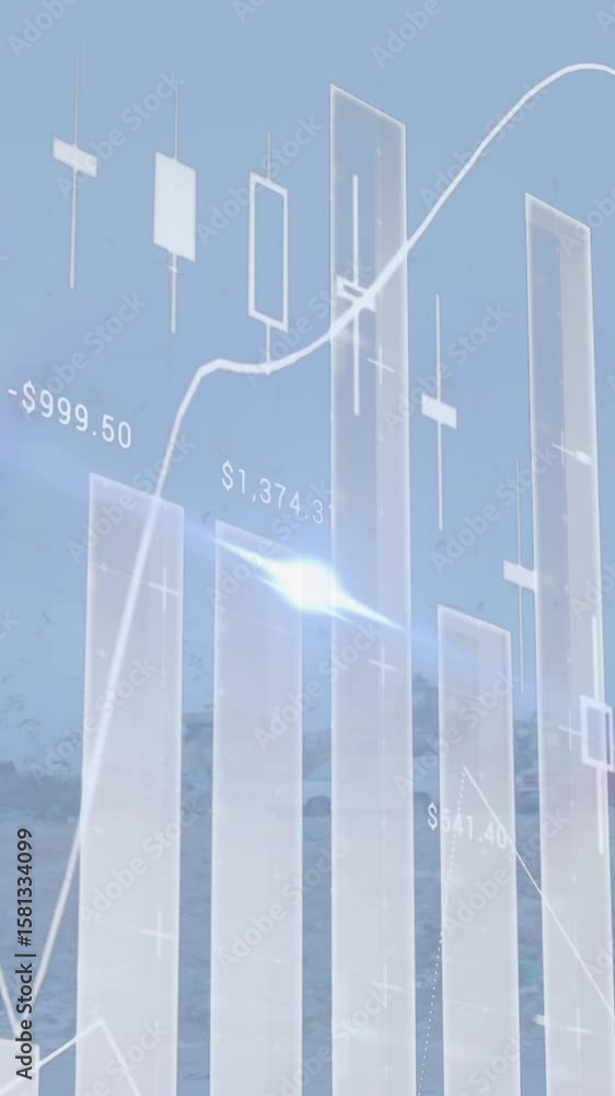 Poster animation of graph and data over timelapse with trucks on waste dump