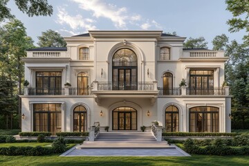 Naklejka premium Magnificent Neoclassical Mansion: Architectural Design Masterpiece