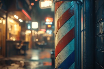 Barber Pole with Night City Alley.
