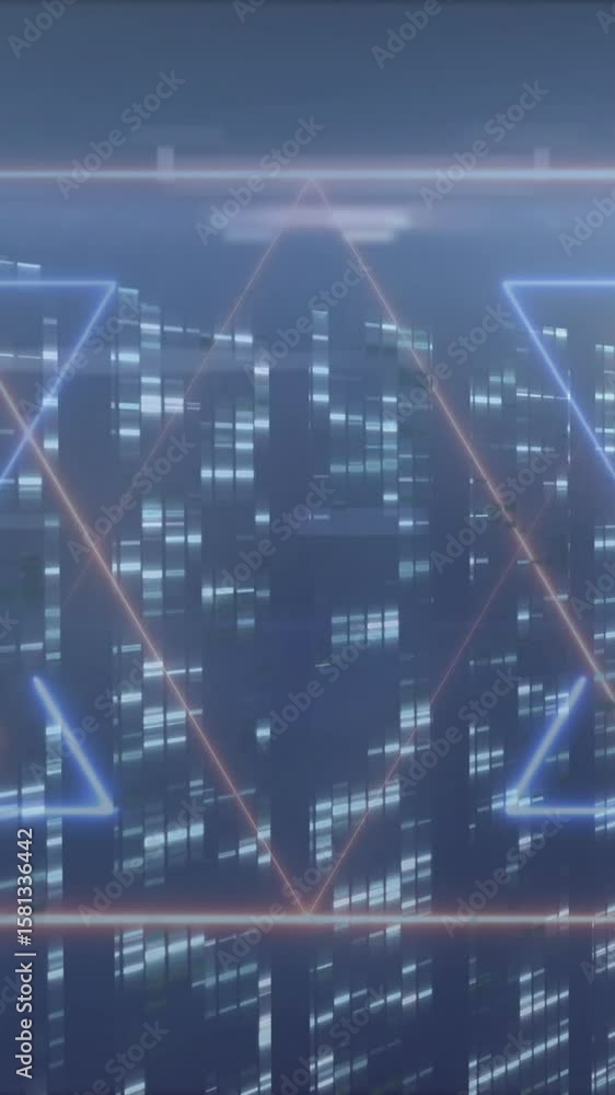 Poster animation of data processing over glowing computer circuit board