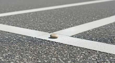 Solitary Pebble On Intersection Symbolizing Choices And Unique Journey Direction