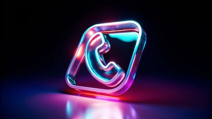 Iridescent Neon Call Icon for Futuristic Communication and Tech Interface
