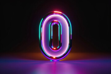 Iridescent Neon Zero Symbol for Futuristic Design and Modern Numeric Art