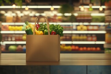 Fresh Produce in a Paper Bag at the Grocery Store