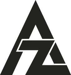 Modern AZ logo vector featuring bold, intertwined letters with sharp edges and a sleek gradient finish, perfect for branding or digital media.