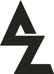 Modern AZ logo vector featuring bold, intertwined letters with sharp edges and a sleek gradient finish, perfect for branding or digital media.