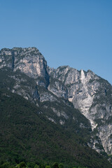 Rocky Mountain Peaks Against Blue Sky