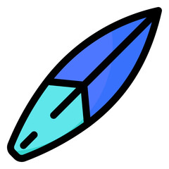 Surfing board icon with filledline style