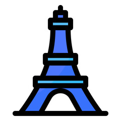 Tower of eiffel icon with filledline style