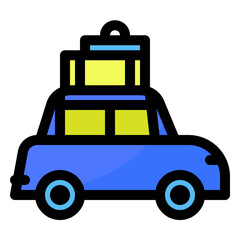 Travel Car icon with filledline style