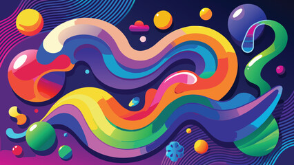 Abstract Rainbow Gradient Shapes Vector Colorful Wavy Fluid Design Elements