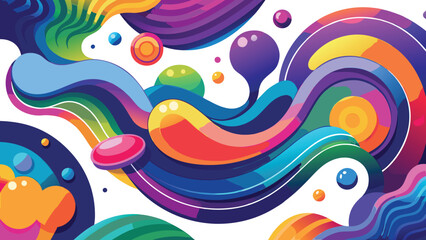 Abstract Rainbow Gradient Shapes Vector Colorful Wavy Fluid Design Elements