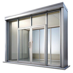 Modern glass door and window facade isolated on transparent background