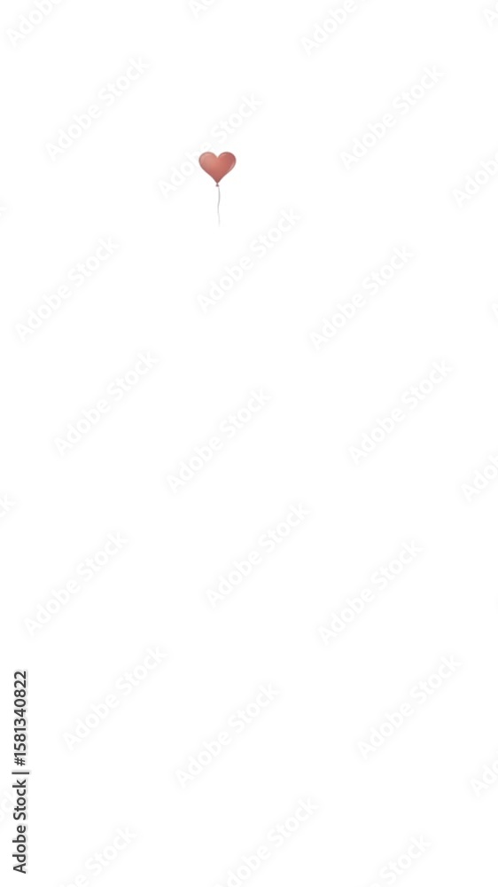Poster digital animation of multiple heart shapes balloons falling against white background