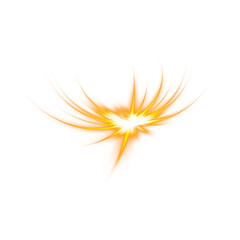 Curved Orange Light Burst Effect on Transparent Background
