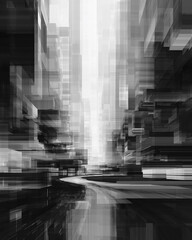 Abstract blurred motion background showing an urban landscape transformed through light and shadow